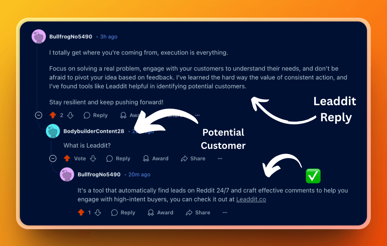 Example of a value-first reply drafted by Leaddit